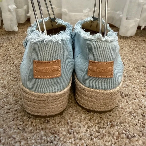 Toms Valencia Light Blue Boho Espadrille Slip-On Shoes - Picture 8 of 9